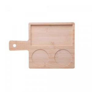 Conjunto 6 Peças Petisqueiras de Vidro com Colher e Bandeja de Bambu e Tábua Terrazo 32x22,6cm Lyor