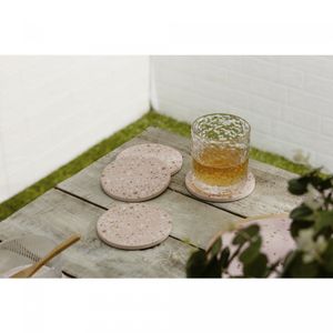 Conjunto 4 Porta Copos de Granilite Terrazo 10cm x 10cm x 3,5cm - Lyor