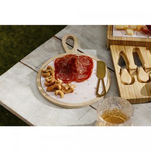 Conjunto para Queijo de Bambu com Tábua Redonda e Faca Terrazo 20cm x 28cm x 1,5cm - Lyor