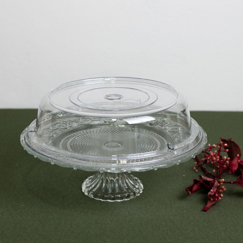 Prato-para-Bolo-de-Vidro-com-Pe-e-Tampa-de-Plastico-Angel-30cm-x-30cm-x-10cm-Lyor
