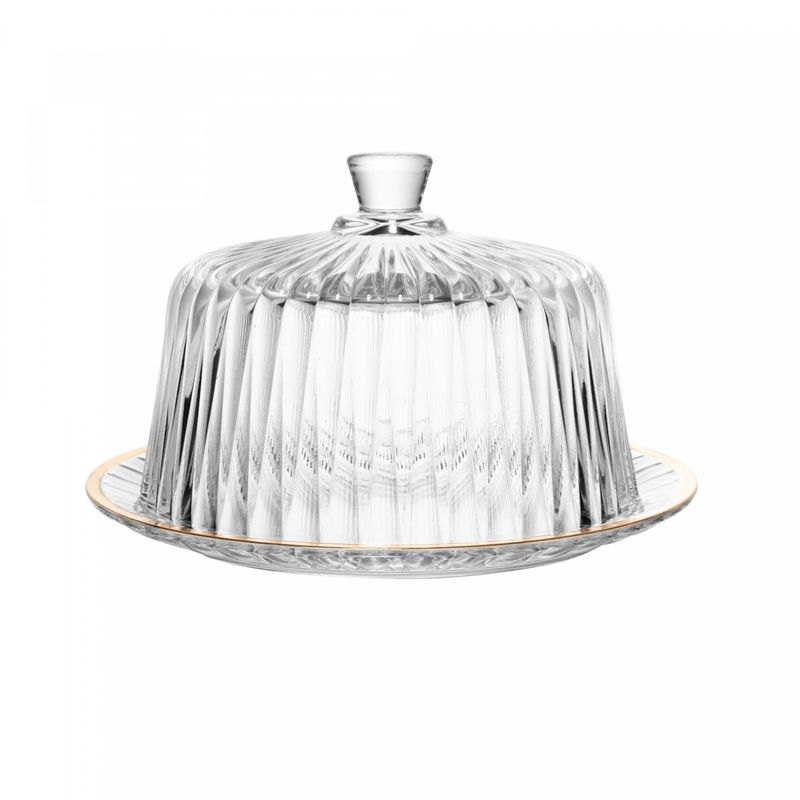Queijeira-de-Cristal-com-Tampa-e-Fio-de-Ouro-Radial-20cm-x-20cm-x-125cm-Lyor
