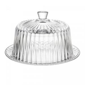 Queijeira de Cristal com Tampa Radial 19,5cm x 12,5cm - Lyor