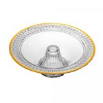 Prato-para-Bolo-de-Cristal-com-Pe-e-Fio-de-Ouro-Radial-32cm-x-32cm-x-10cm-Lyor