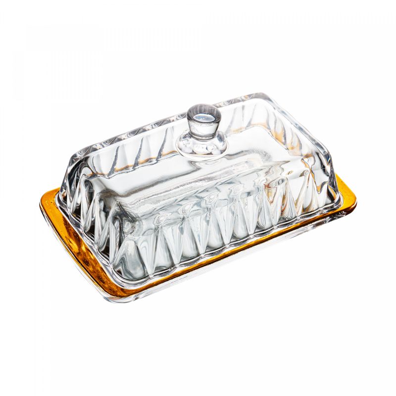 Manteigueira-de-Cristal-com-Tampa-e-Fio-de-Ouro-Radial-18cm-x-105cm-x-8cm-Lyor