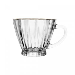 Conjunto 2 Xícaras para Café de Cristal com Fio de Ouro e Pires Radial 90ml - Lyor
