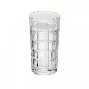 Copo Alto de Cristal com Fio de Ouro Square 360ml - Lyor