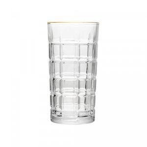 Copo Alto de Cristal com Fio de Ouro Square 360ml - Lyor