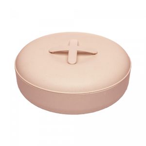 Petisqueira Redonda com Tampa e Divisórias em Bambu e PP Rosa 25cm x 9.5cm - Lyor