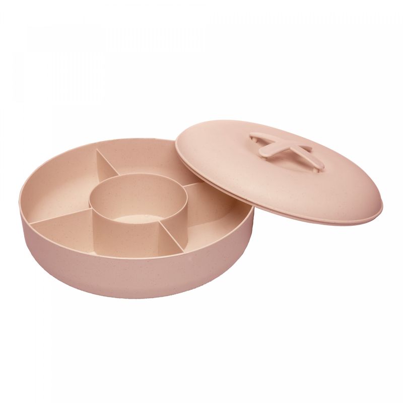 Petisqueira-Redonda-com-Tampa-e-Divisorias-em-Bambu-e-PP-Rosa-25cm-x-9.5cm-Lyor