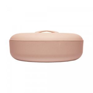 Petisqueira Redonda com Tampa e Divisórias em Bambu e PP Rosa 25cm x 9.5cm - Lyor