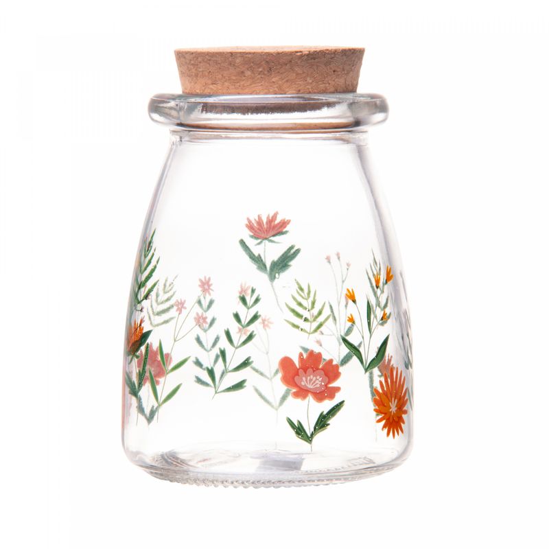 Porta-Mantimento-Redondo-de-Vidro-com-Tampa-de-Bambu-Flora-255ml-Lyor