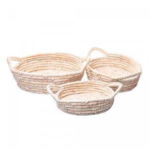 Conjunto 3 Cestos Ovais de Fibra Natural com Alça Braid - Lyor