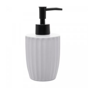 Porta Sabonete Líquido de Cerâmica Canelatta Branco 330ml - Lyor