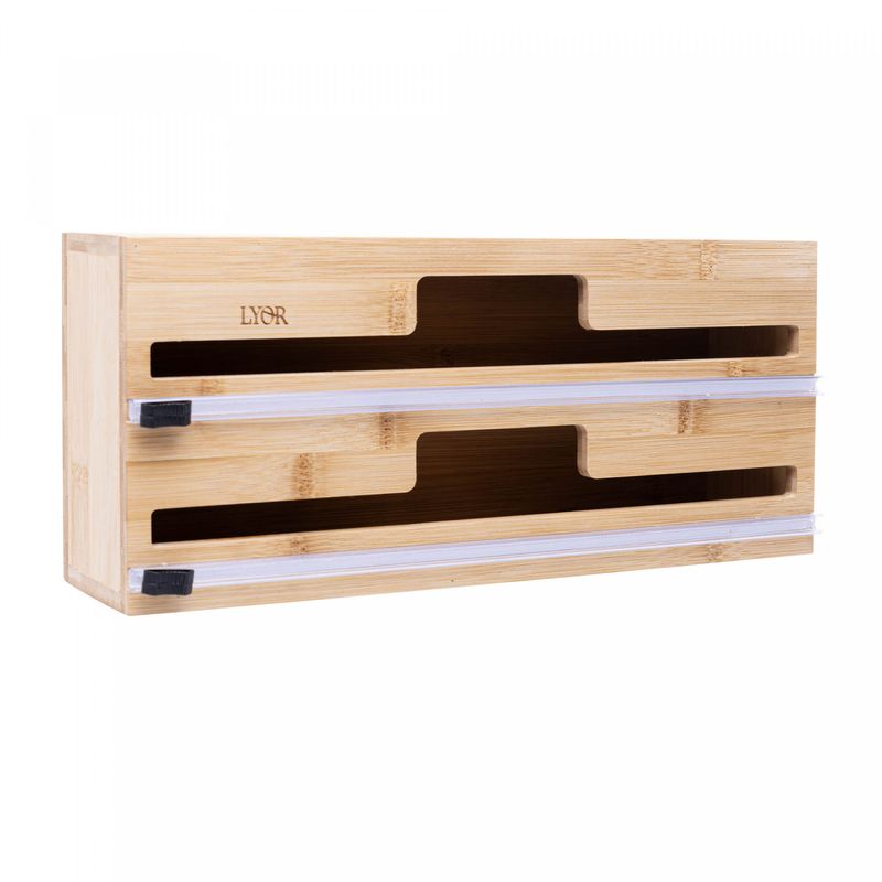 Suporte-de-Parede-2-em-1-para-Papel-Aluminio-e-Plastico-Filme-em-Bambu-Lyor