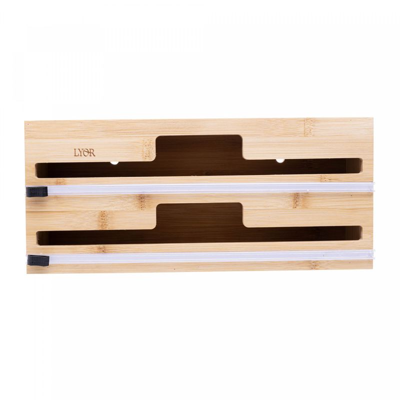 Suporte-de-Parede-2-em-1-para-Papel-Aluminio-e-Plastico-Filme-em-Bambu-Lyor