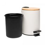 Lixeira-Redonda-de-Metal-com-Pedal-e-Tampa-em-Bambu-Branca-5L-Lyor