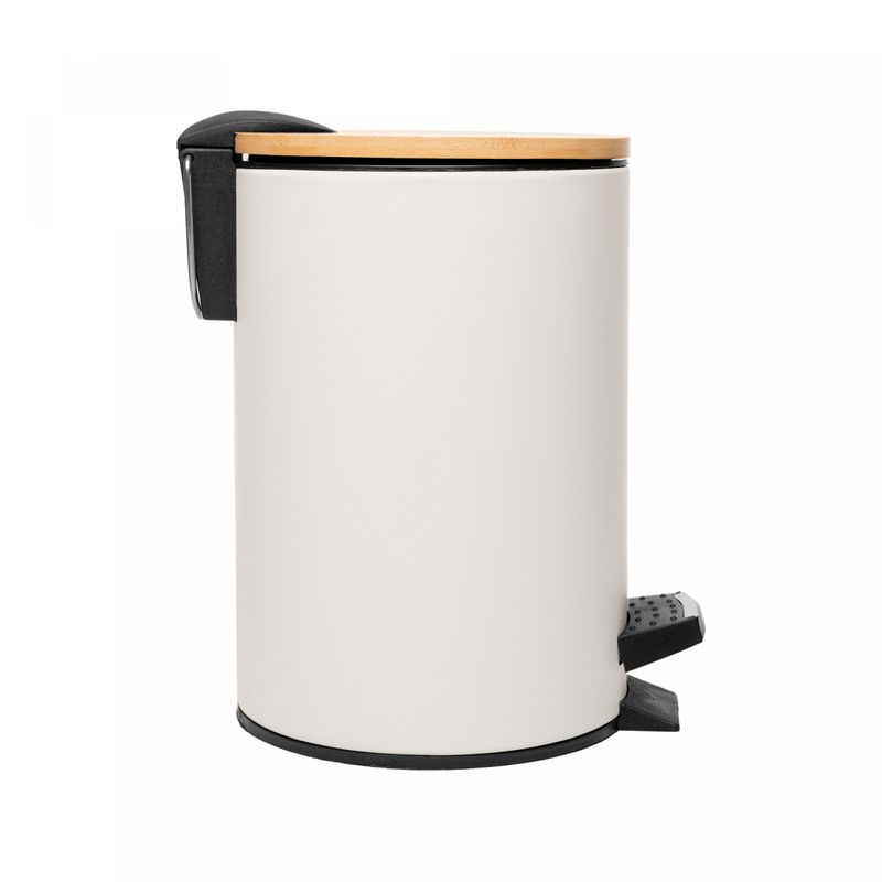Lixeira-Redonda-de-Metal-com-Pedal-e-Tampa-em-Bambu-Branca-5L-Lyor