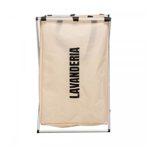 Cesto para Lavanderia de Poliéster Dobrável Branco 37,5cm x 39cm x 56,5cm - Lyor