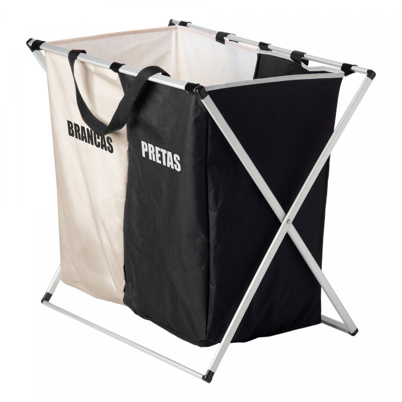 Cesto-para-Lavanderia-de-Poliester-com-Alcas-e-2-Compartimentos-Dobravel-59cm-x-38cm-x-57cm-Lyor