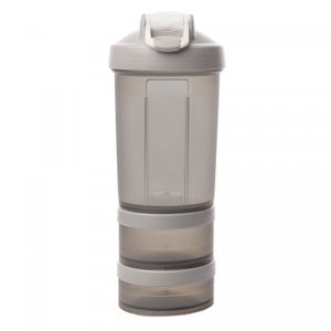 Garrafa Shaker 3 em 1 de Plástico Performance Cinza 620ml - Lyor