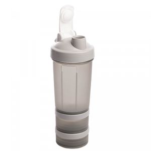 Garrafa Shaker 3 em 1 de Plástico Performance Cinza 620ml - Lyor