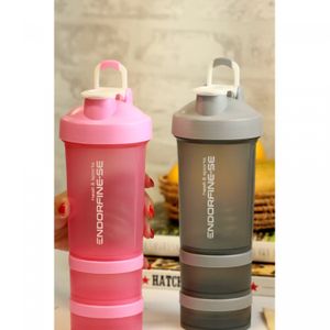 Garrafa Shaker 3 em 1 de Plástico Performance Cinza 620ml - Lyor