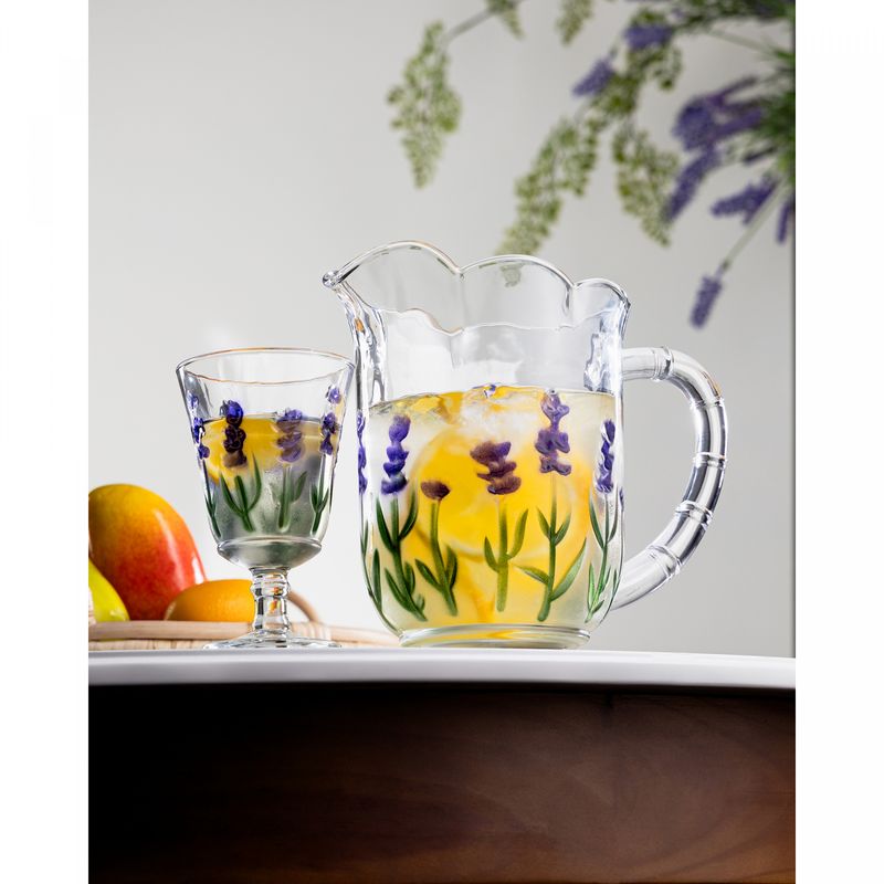 Conjunto-Jarra-com-6-Tacas-de-Cristal-Lavanda-Hand-Painting-13L-240ml-Lyor