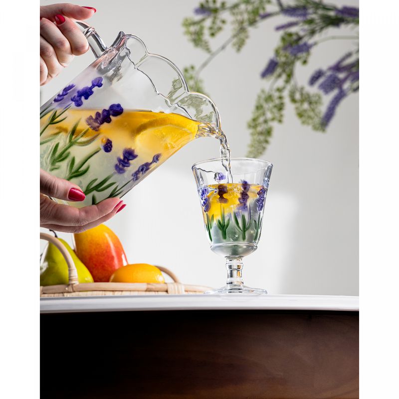 Conjunto-Jarra-com-6-Tacas-de-Cristal-Lavanda-Hand-Painting-13L-240ml-Lyor