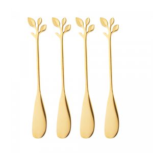 Conjunto 4 Espátulas de Aço Inox Leaves Dourado - Lyor