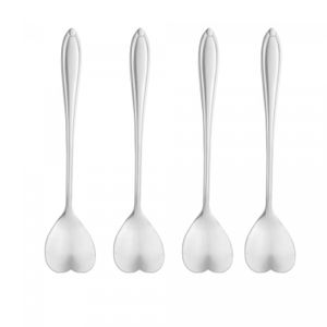 Conjunto 4 Colheres de Chá de Aço Inox Heart Prata - Lyor