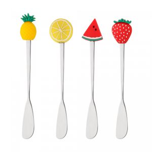 Conjunto 4 Espátulas de Aço Inox Fruit Prata - Lyor