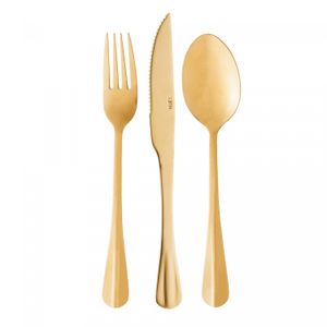 Conjunto 6 Talheres para 2 Pessoas de Aço Inox Positano Dourado - Lyor