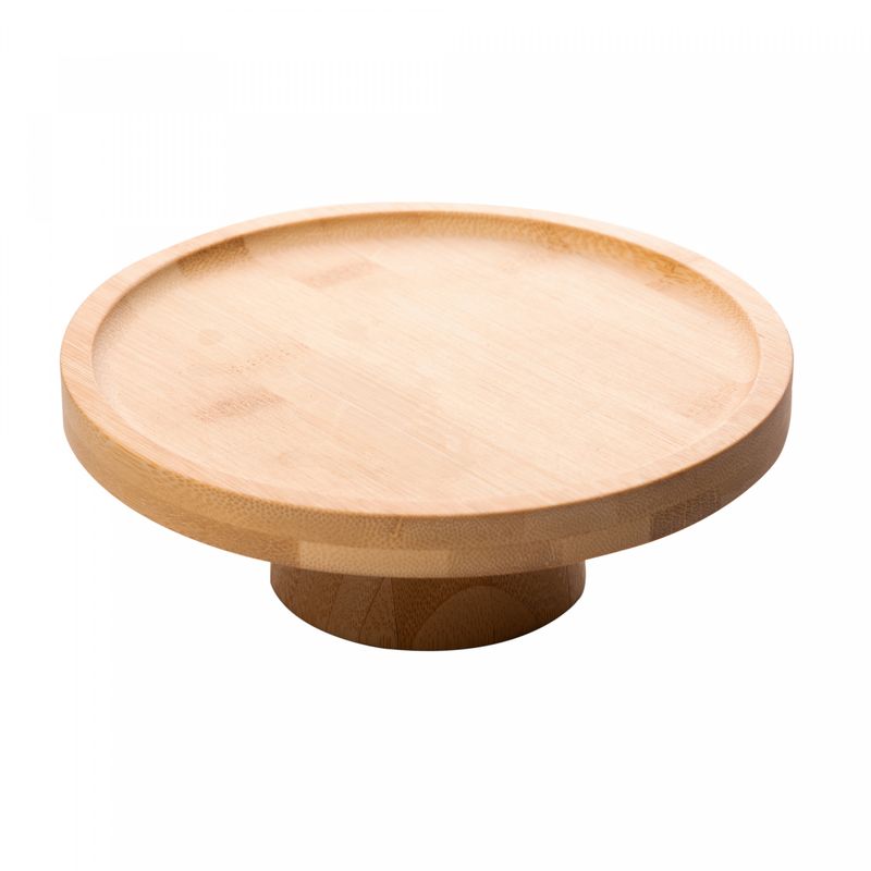 Prato-para-Bolo-de-Bambu-com-Pe-20cm-x-7cm-Lyor