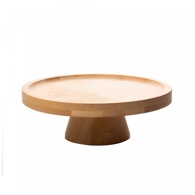 Prato-para-Bolo-de-Bambu-com-Pe-18cm-x-6cm-Lyor