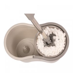 Mop Giratório com Cabo Extensível de Aço Inox 1,15m com Balde Plástico 9L e Refil Microfibra Fit - L