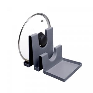 Descanso para Tampas e Utensílios de Bambu e PP Cinza 22cm x 14cm x 14,5cm - Lyor