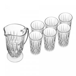 Conjunto Jarra com 6 Copos de Vidro Diamante 1L/300ml - Lyor