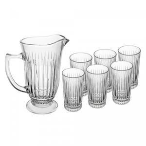Conjunto Jarra com 6 Copos de Vidro Deli Diamante 1L/300ml - Lyor