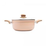 Cacarola-de-Inducao-em-Aluminio-com-Revestimento-Ceramico-e-Tampa-de-Vidro-Chef-Pro-Bege-20cm-Lyor