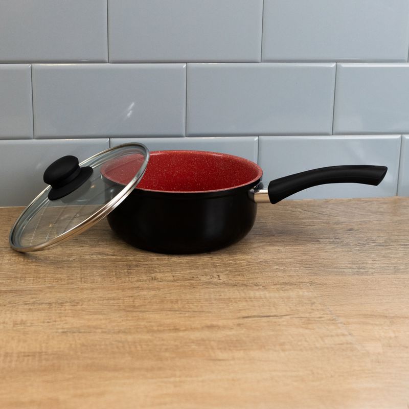 Panela-de-Inducao-em-Aluminio-com-Revestimento-Ceramico-e-Tampa-de-Vidro-Chef-Pro-Vermelha-18cm-Lyor