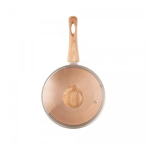 Panela de Indução em Alumínio com Revestimento Cerâmico e Tampa de Vidro Chef Pro Bege 18cm - Lyor