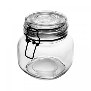 Pote Hermético de Vidro com Silicone e Clipe em Metal Vintage Preto 850ml - Lyor