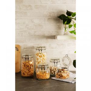 Pote Hermético de Vidro com Silicone e Clipe em Metal Vintage Preto 850ml - Lyor