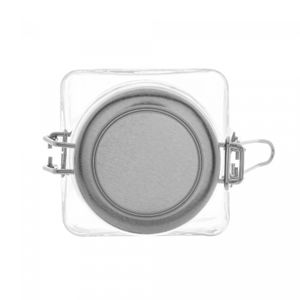 Pote Hermético de Vidro com Tampa em Metal Geométrico Prateada 7cm x 7cm x 12cm - Lyor
