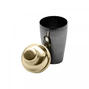 Coqueteleira de Aço Inox Preta e Dourada 500ml - Lyor