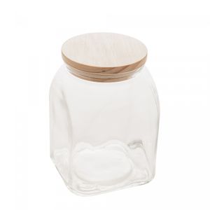 Porta Mantimento de Vidro com Tampa de Bambu 1L - Lyor