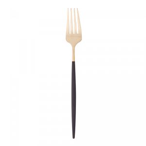 Conjunto 6 Garfos para Mesa de Aço Inox Ópera Champanhe/Preto 22cm - Lyor