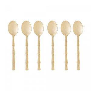 Conjunto 6 Colheres de Sobremesa de Aço Inox Bambu Elegant Champanhe 15,2cm - Lyor