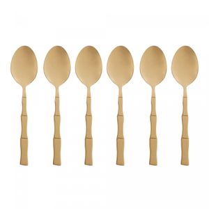 Conjunto 6 Colheres para Mesa de Aço Inox Bambu Elegant Champanhe 21cm - Lyor