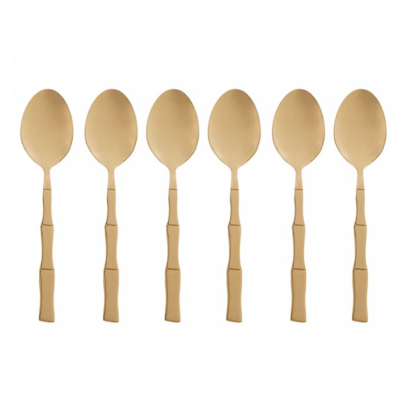 Conjunto-6-Colheres-para-Mesa-de-Aco-Inox-com-Cabo-em-Plastico-Bambu-Dourado-20cm-Lyor